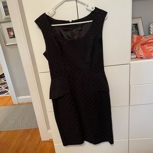 Black dotted peplum sleeveless dress- worn once!